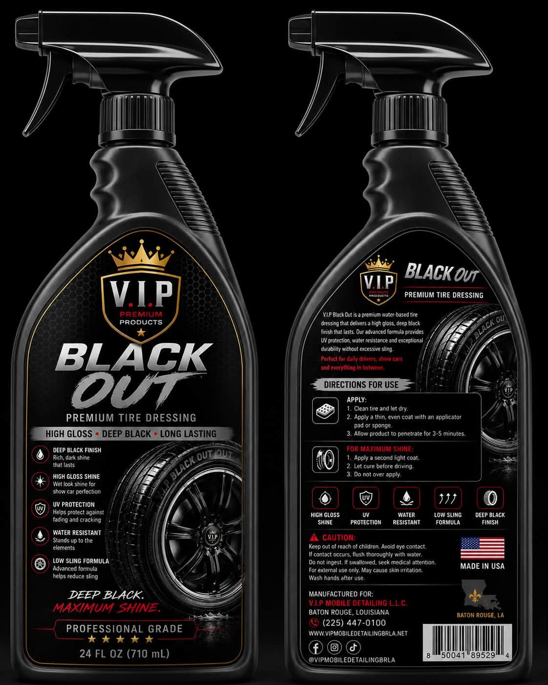 V.I.P Black Out premium tire dressing 24oz spray bottle