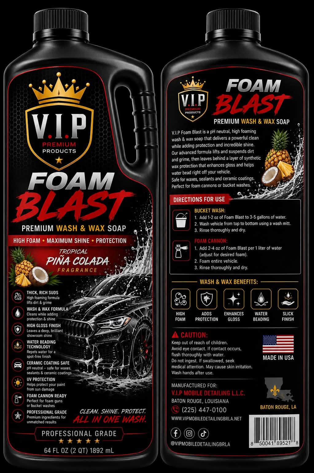 V.I.P Foam Blast premium wash and wax soap 64oz bottle